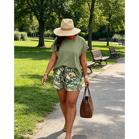 ✨👚 ¡Gran Oferta 50% OFF! Conjunto de Verano para Mujer Plus Size – Perfecto para Casa, Vacaciones y Salidas 🌿💃