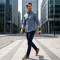 👔 LIMITED-TIME 50% OFF! ✨ Men's Modern Fit Windowpane Shirt – Contrast Details, Button-Down, Premium Blend 🍁