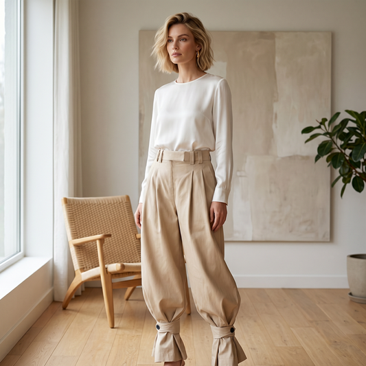 ✨ Calça Feminina Estilo Lanterna com Pregas – Elegância, Conforto e Caimento Moderno