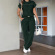 ⏰🔥OFERTA POR TEMPO LIMITADO: 50% DE DESCONTO!🔥Conjunto feminino casual de blusa de manga curta e calça pantalona
