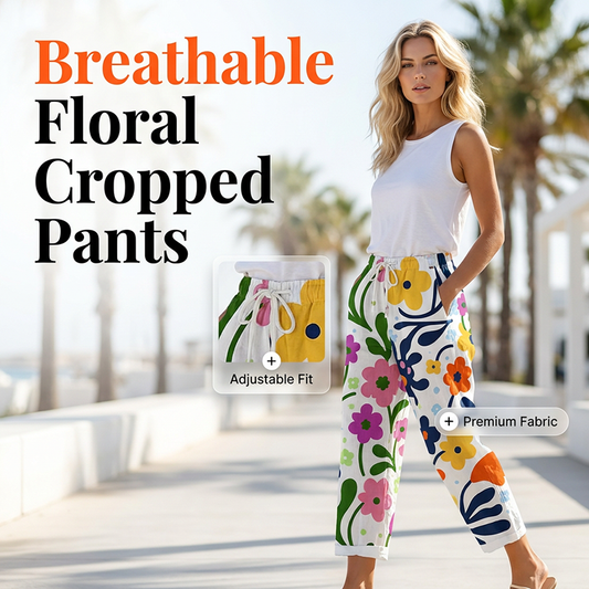 🌸👖 Calça curta floral leve e respirável perfeita para o verão e uso diário