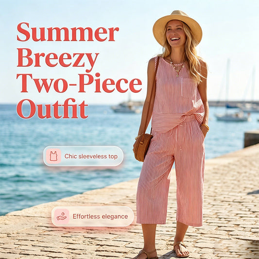 👗☀️ Conjunto feminino verão listrado 2 peças – leve, fresco e elegante