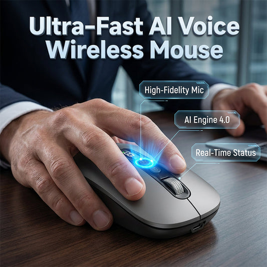 🖱️✨ Mouse Sem Fio com IA e Comando de Voz – Alta Velocidade, Inteligente e Ergonômico