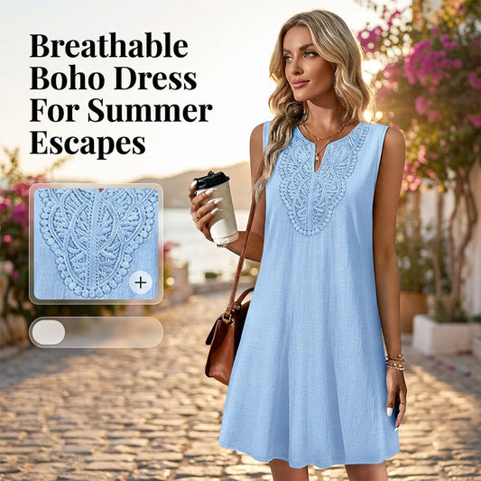 🌿 Vestido Casual Feminino de Algodão e Linho – Leve, Respirável e Elegante para o Dia a Dia