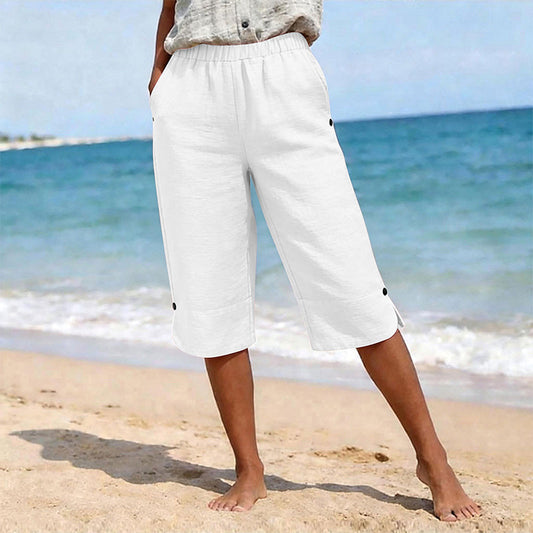 ✨👖 Calça capri feminina verão leve e respirável confortável para o dia a dia