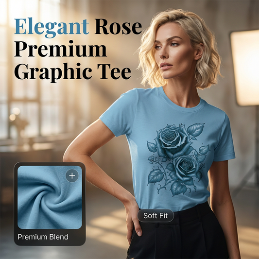 ✨👕 Camiseta feminina estampada rosas elegante confortável e estilosa para o dia a dia