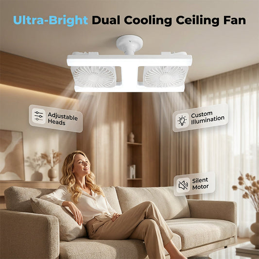 ✨💡 Ventilador de teto duplo LED E27 – iluminação + ventilação potente 2 em 1