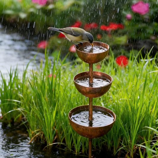 🌿🐦 Bebedouro de Jardim em Ferro Rústico – Fonte Decorativa para Atração de Pássaros