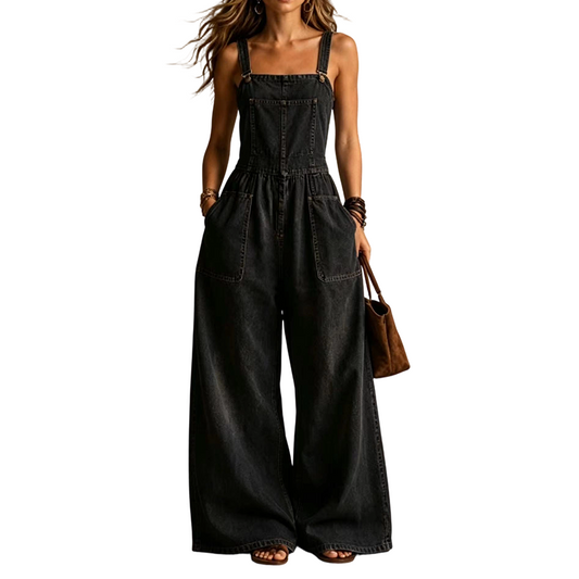 ✨👖 Macacão jeans vintage feminino confortável e estiloso para uso diário