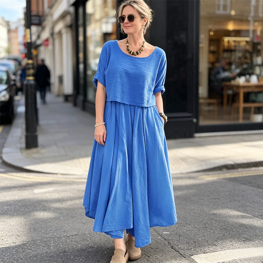 👗🌿 Conjunto Feminino de Verão 2 Peças – Blusa Solta + Saia Fluida Respirável para Elegância Sem Esforço