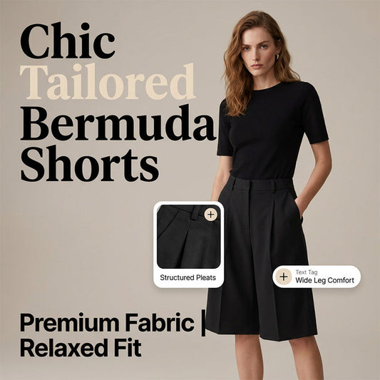 ✨👖 Bermuda feminina de alfaiataria elegante cintura alta confortável e estilosa