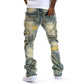 👖 Calça Jeans Masculina Flare Destroyed – Estilo Urbano, Conforto e Design Moderno com Franjas