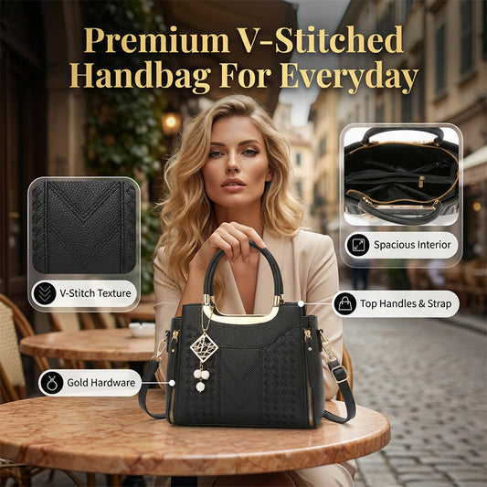 👜✨ Bolsa feminina premium com costura em V – elegante, espaçosa e versátil