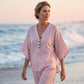 ⌛Limited-time offer-Women's Striped V-Neck Top & Wide-Leg Pants Set