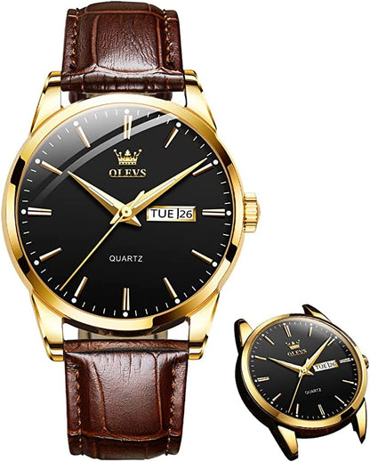 ⌚✨ Relógio Masculino Clássico com Dia e Data – Elegância em Aço Inoxidável