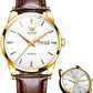 ⌚✨ Relógio Masculino Clássico com Dia e Data – Elegância em Aço Inoxidável