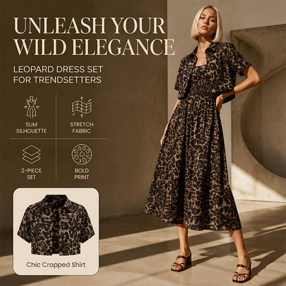 ⏳Limited-time 50% off⏰Women's Leopard Print 2-Piece Dress Set🧥👗