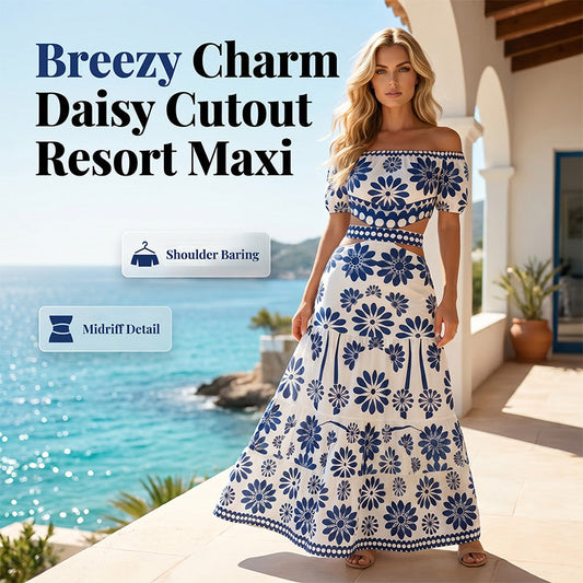 🌺✨ Vestido Maxi Resort floral com recorte na cintura – elegância leve para o verão
