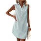 🌿 Vestido Camisa Listrado Sem Mangas – Elegância Leve para o Verão