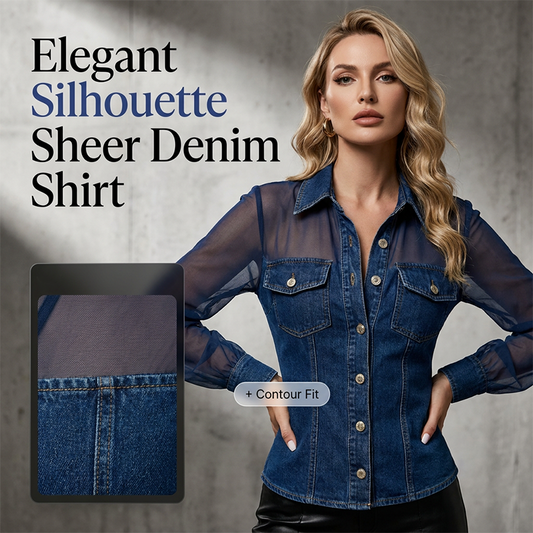 👗✨ Blusa jeans feminina transparente – elegância moderna com toque ousado e sofisticado