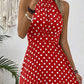 👗✨ Vestido Feminino de Bolinhas com Decote Halter – Elegante, Leve e Atemporal