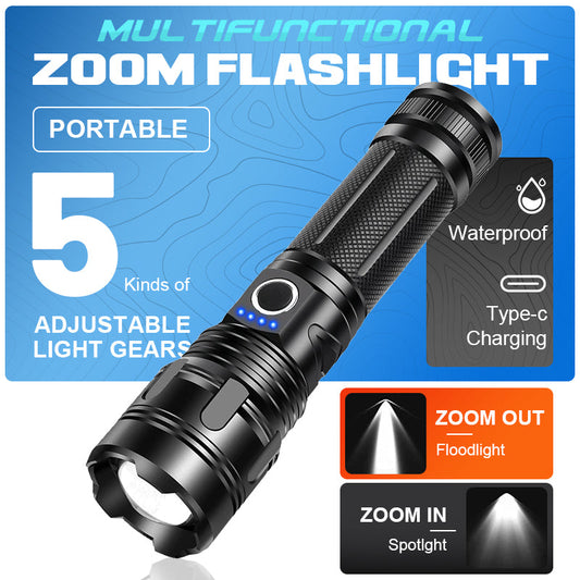 🔦⚡ Lanterna LED multifuncional com zoom – potência e emergência em um só produto