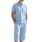 🌬️ Conjunto de Verão Masculino/Unissex em Linho Respirável – Camisa + Calça Capri para Máximo Conforto e Estilo