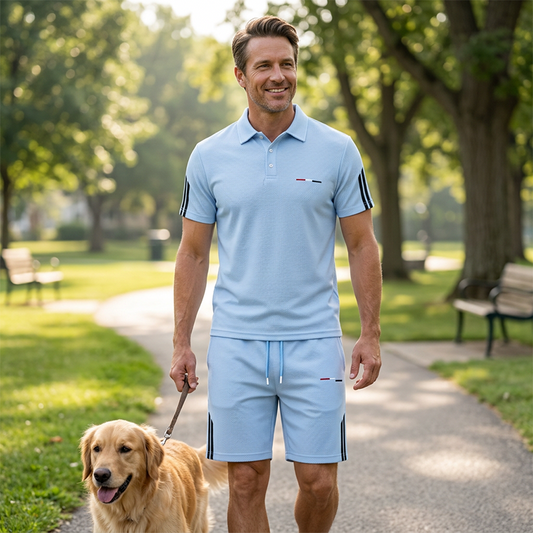 👕 Conjunto Masculino Casual com Gola Clássica – Conforto, Estilo e Respirabilidade para o Dia a Dia