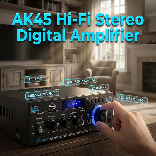 🔊🎶 Mini Amplificador de Áudio Bluetooth Multifuncional – Som Potente com USB, FM e Karaokê