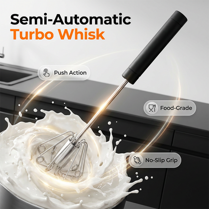 🥄 Batedor Turbo Semiautomático – Misture, Bata e Espume em Segundos sem Esforço