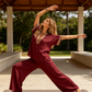 ✨ Conjunto Feminino Elegante de 2 Peças com Decote em V – Conforto, Estilo e Caimento Perfeito
