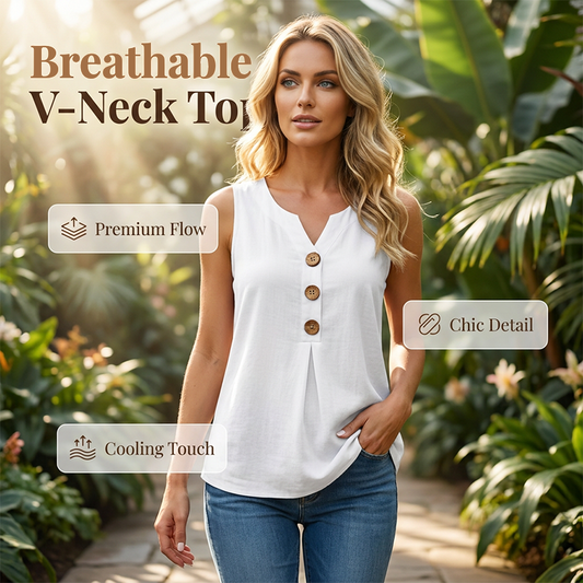 ✨ Blusa Feminina de Verão Decote em V – Leve, Respirável e Elegante para o Dia a Dia