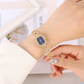 ✨ Relógio Feminino Quadrado com Cordão Elegante – Brilho Sofisticado e Ajuste Perfeito no Pulso