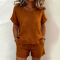 🌸 Conjunto Feminino 2 Peças – Blusa de Manga Curta + Shorts Confortável