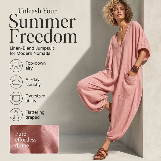 🌞 Macacão Feminino de Verão com Decote em V – Leve, Solto e Elegante para o Dia a Dia