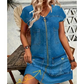 ✨ Vestido Feminino Casual com Zíper Frontal e Bolsos – Conforto e Estilo