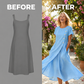 🌊 Vestido Midi de Verão Elegante com Botões Assimétricos – Leve, Fresco e Sofisticado