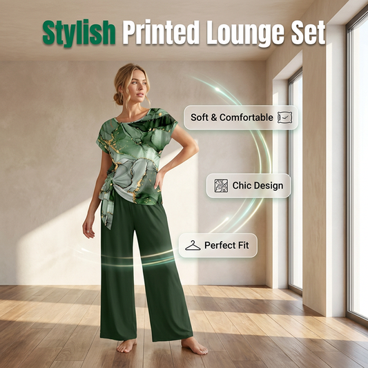 ✨ Conjunto Feminino Lounge Estampado 2 Peças – Elegante, Fluido e Super Confortável