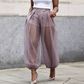 ✨ Calça Lanterna Feminina com Painel de Tela – Estilo Moderno, Confortável e Respirável Para o Dia a Dia