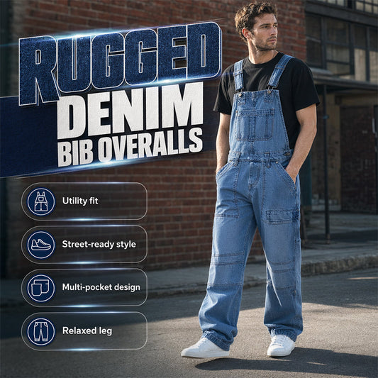 👖 Macacão Jeans Masculino Casual – Conforto, Bolsos Práticos e Estilo Vintage Durável