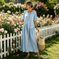 🌸👗 Vestido Longo Feminino com Botões Frontais – Elegante, Leve e Perfeito para o Dia a Dia