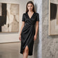 💖👗 Vestido Feminino Curto Assimétrico com Decote V – Elegante, Leve e Perfeito para Qualquer Ocasião
