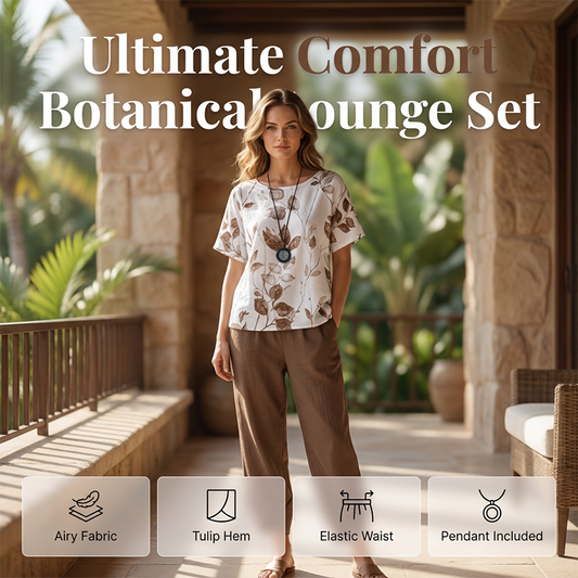 🌿 Conjunto Feminino 2 Peças Estampado Botânico – Confortável, Elegante e Perfeito Para o Dia a Dia