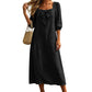 💙👗 Vestido Midi Feminino com Decote Quadrado e Laço – Elegante, Leve e Perfeito para o Verão