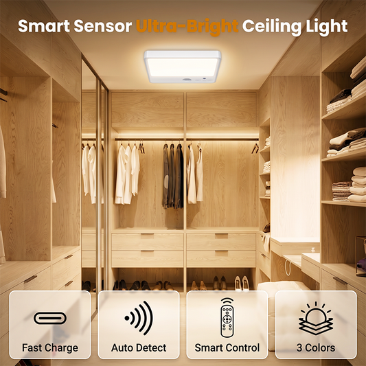 💡 Luminária de Teto LED com Sensor de Movimento – Iluminação Automática Sem Fio Para Qualquer Ambiente