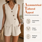 ✨👗 Conjunto Feminino de Verão 2 Peças – Colete Assimétrico com Shorts, Elegante e Confortável