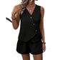 ✨👗 Conjunto Feminino de Verão 2 Peças – Colete Assimétrico com Shorts, Elegante e Confortável
