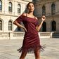 ✨👗 Vestido Feminino com Franjas e Alças Ombro a Ombro – Elegante, Charmoso e Perfeito para o Verão
