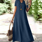 ✨👗 Vestido Longo Feminino de Manga Curta com Decote em V – Elegante, Leve e Perfeito para o Verão