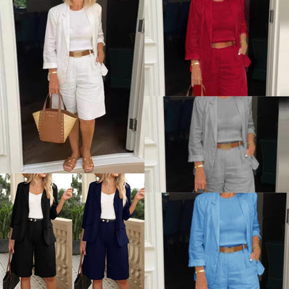 ✨👗 Conjunto Feminino 2 Peças Casual – Blusa Aberta + Bermuda Elegante Para Um Look Fresco e Sofisticado
